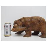Larger Vintage Hand Carved Wood Japanese Bear Sculpture - "Kibori Kuma"