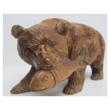 Larger Vintage Hand Carved Wood Japanese Bear Sculpture - "Kibori Kuma"