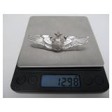 Vintage WW2 era Sterling Marked Hat Badge & Large Vintage B-52 Bomber Jacket Pin
