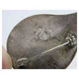 Large Signed Vintage Sterling Silver & Abalone Leaf Brooch - Signed GM Mexico