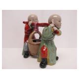 Large Vintage Chinese Porcelain Water Carriers Figurine
