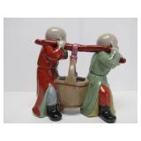Large Vintage Chinese Porcelain Water Carriers Figurine