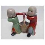 Large Vintage Chinese Porcelain Water Carriers Figurine