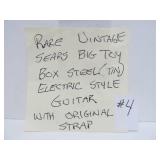 Vintage Sears Big Toy Box Steel (Tin) Electric Toy Guitar w/Original Strap