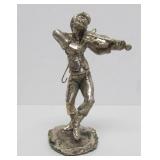 Vintage Silver Clad Fiddler Sculpture by A. Kedem - Made in Israel