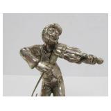 Vintage Silver Clad Fiddler Sculpture by A. Kedem - Made in Israel