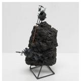 Very Cool Vintage Metal & Lava Rock Sculpture by Greg & Jeff Quayle - "The Original Flea"