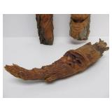 Hand Carved Signed North Wind Face etc Natural Log Sculptures by Jeff Lippka & others