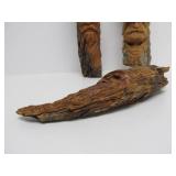 Hand Carved Signed North Wind Face etc Natural Log Sculptures by Jeff Lippka & others