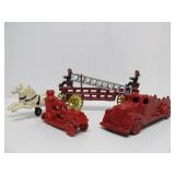 Group of Vintage Style Cast Iron Fire Engines / Trucks