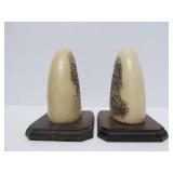 Pair of Vintage Replica Scrimshaw Whale Teeth