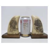 Pair of Vintage Replica Scrimshaw Whale Teeth