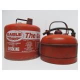 2 Good Vintage Red Metal EAGLE Gas Cans