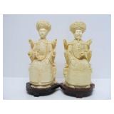 Nicely Detailed Faux Ivory Chinese Emperor & Empress Sculptures
