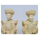 Nicely Detailed Faux Ivory Chinese Emperor & Empress Sculptures