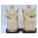 Nicely Detailed Faux Ivory Chinese Emperor & Empress Sculptures