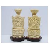 Nicely Detailed Faux Ivory Chinese Emperor & Empress Sculptures