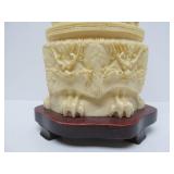 Nicely Detailed Faux Ivory Chinese Emperor & Empress Sculptures