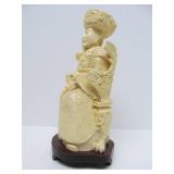 Nicely Detailed Faux Ivory Chinese Emperor & Empress Sculptures