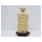 Nicely Detailed Faux Ivory Chinese Emperor & Empress Sculptures