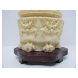 Nicely Detailed Faux Ivory Chinese Emperor & Empress Sculptures
