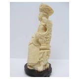 Nicely Detailed Faux Ivory Chinese Emperor & Empress Sculptures