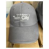 LOT OF 100+ NEW TWIN CITY FAN & BLOWER EMBROIDERED BASEBALL CAPS, MIXED LOGO DESIGNS, ADJUSTABLE PROMOTIONAL HATS, BULK INVENTORY LOT!