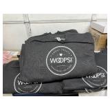 LOT OF 46 NEW WOOPS! MIXED SIZE CREWNECK SWEATSHIRTS, HEATHER GRAY PROMOTIONAL APPAREL, SWEET TREATS LOGO PULLOVER SWEATERS, BULK LOT!