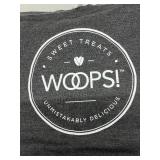 LOT OF 46 NEW WOOPS! MIXED SIZE CREWNECK SWEATSHIRTS, HEATHER GRAY PROMOTIONAL APPAREL, SWEET TREATS LOGO PULLOVER SWEATERS, BULK LOT!