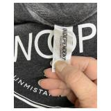 LOT OF 46 NEW WOOPS! MIXED SIZE CREWNECK SWEATSHIRTS, HEATHER GRAY PROMOTIONAL APPAREL, SWEET TREATS LOGO PULLOVER SWEATERS, BULK LOT!