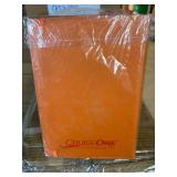 BULK LOT OF 130+ NEW CRUISEONE HARDCOVER BUSINESS JOURNALS, ORANGE PROMOTIONAL NOTEBOOKS W/ ELASTIC CLOSURE & BOOKMARK, INDIVIDUALLY WRAPPED