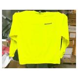 LOT OF 25+ NEW MIXED SIZES "WESTWOOD" SAFETY YELLOW LONG SLEEVE T-SHIRTS, HIGH-VISIBILITY CREWNECK WORK SHIRTS, NEW CONDITION!