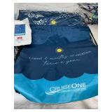 100+ NEW CRUISEONE DRAWSTRING CINCH BAGS,2  ASSORTED STYLES BUT MOSTLY LIGHT BLUE, LIGHTWEIGHT BACKPACKS FOR VACATION & EVENTS!