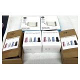 BULK LOT OF NEW USB POWER ADAPTERS, ASSORTED COLORS 40W 5-PORT USB HOME CHARGERS & 30W USB WALL PLUGS, MULTI-DEVICE CHARGING ACCESSORIES