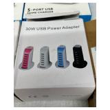 BULK LOT OF NEW USB POWER ADAPTERS, ASSORTED COLORS 40W 5-PORT USB HOME CHARGERS & 30W USB WALL PLUGS, MULTI-DEVICE CHARGING ACCESSORIES