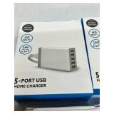 BULK LOT OF NEW USB POWER ADAPTERS, ASSORTED COLORS 40W 5-PORT USB HOME CHARGERS & 30W USB WALL PLUGS, MULTI-DEVICE CHARGING ACCESSORIES