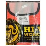 MSRP $225 15-CT LOT NEW OCCUNOMIX HI-VIZ SAFETY VESTS, SIZE XL, ORANGE MESH W/ REFLECTIVE STRIPING, INDUSTRIAL PPE WORKWEAR!
