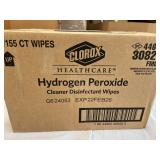 MSRP $180 CLOROX HEALTHCARE HYDROGEN PEROXIDE DISINFECTANT WIPES CASE, 6 CANISTERS X 155 WIPES (930 TOTAL), PROFESSIONAL HOSPITAL-GRADE CLEANER, NON-BLEACH FORMULA, MEDICAL DENTAL VETERINARY EMS FACIL