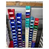 MSRP $500 ASSORTED LOT OF INDUSTRIAL STORAGE BINS, 200+ STACKABLE & HANGING MODULAR AKRO-BINS, ASSORTED SIZES & COLORS, PROFESSIONAL WAREHOUSE/FACILITY STORAGE! EXCELLENT CLEAN CONDITION!