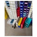 MSRP $500 ASSORTED LOT OF INDUSTRIAL STORAGE BINS, 200+ STACKABLE & HANGING MODULAR AKRO-BINS, ASSORTED SIZES & COLORS, PROFESSIONAL WAREHOUSE/FACILITY STORAGE! EXCELLENT CLEAN CONDITION!