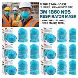 MSRP $240 1 Case (6 Boxes/20 Masks Per Box) 3M 1860 N95 Respirator Masks, NIOSH Approved, Jobsite Dust Protection, Construction Lawn Care Shop Use, Fluid Resistant ASTM Level 2, Megastrong Cup Design,