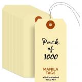 MSRP $150 - 1 Case (1000 Tags/Case) Staples Pre-Wired Heavy-Duty Blank Manila Shipping Tags 6.25" x 3.13" *double-wired tags feature 12-inches of 26-gauge wire - 3/16in. reinforced, tear resistant eye