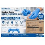 MSRP $160 1 Case (1000 gloves) NEW Northfield Medical Manufacturing Medical Grade Fully Textured Thicker Construction Blue Nitrile Examination Gloves - Size Small - Latex-Free Powder Free