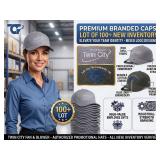LOT OF 100+ NEW TWIN CITY FAN & BLOWER EMBROIDERED BASEBALL CAPS, MIXED LOGO DESIGNS, ADJUSTABLE PROMOTIONAL HATS, BULK INVENTORY LOT!