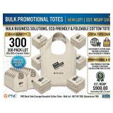 MSRP $900 LOT OF 300 NEW PNC BANK TAKE COURAGE REUSABLE COTTON TOTE BAGS, FOLDABLE ECO-FRIENDLY SHOPPING & GROCERY CARRY BAGS, PROMOTIONAL CANVAS TOTES, BULK LOT!