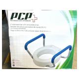 MSRP $70 PCP 4" TOILET SEAT RISER WITH REMOVABLE PADDED ARMS, ELEVATED BATHROOM TOILET ASSIST, TOOL-FREE INSTALLATION, SUPPORTS UP TO 300 LBS, SAFETY RAILS FOR SENIORS, RECOVERY, POST-SURGERY & LI