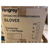 MSRP $240 CASE HONGRAY DISPOSABLE VINYL/NITRILE BLEND EXAMINATION GLOVES, 1,000 TOTAL GLOVES (10 BOXES X 100), XL SIZE, LATEX-FREE, POWDER-FREE, AMBIDEXTROUS, NON-STERILE MEDICAL & INDUSTRIAL USE,