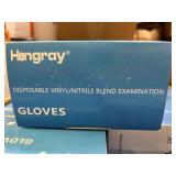 MSRP $240 CASE HONGRAY DISPOSABLE VINYL/NITRILE BLEND EXAMINATION GLOVES, 1,000 TOTAL GLOVES (10 BOXES X 100), XL SIZE, LATEX-FREE, POWDER-FREE, AMBIDEXTROUS, NON-STERILE MEDICAL & INDUSTRIAL USE,