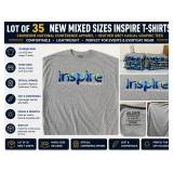 35-PACK NEW MIXED SIZES INSPIRE T-SHIRTS, CRUISEONE NATIONAL CONFERENCE APPAREL, HEATHER GREY CASUAL GRAPHIC TEES!