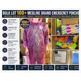 BULK LOT 100+ MEDLINE BRAND EMERGENCY PONCHOS, UNIVERSAL SIZE RAIN COATS, BRIGHT ASSORTED COLORS, PROTECTIVE RAIN WEAR FOR EVENTS!